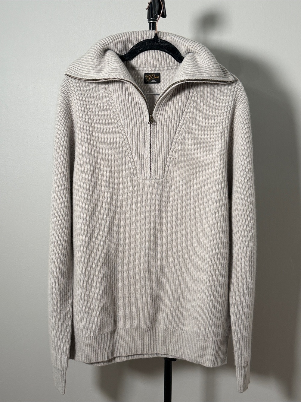 NWOT New JCrew Collection Ribbed Cashmere Half-zip Sweater in Heather